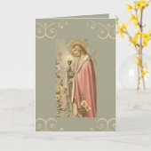 Jezus houdt de Eerste Heilige Communie van Chalice Kaart (Gele Bloem)