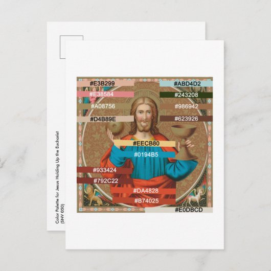 Jezus houdt de Eucharist vast (SNV 050) Briefkaart (Voorkant / Achterkant)