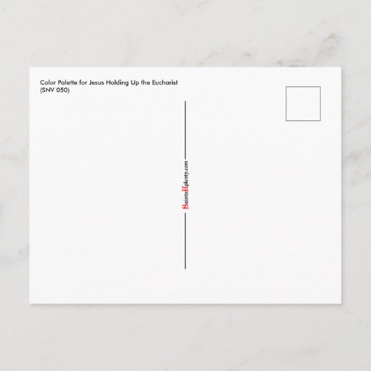 Jezus houdt de Eucharist vast (SNV 050) Briefkaart (Achterkant)