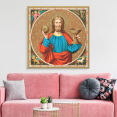 Jezus houdt de Eucharist vast (SNV 050) Canvas Afdruk (Insitu (Woonkamer))