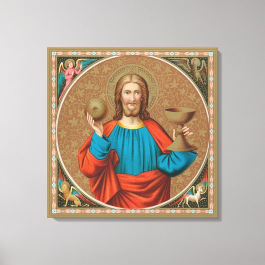 Jezus houdt de Eucharist vast (SNV 050) Canvas Afdruk (Voorkant)