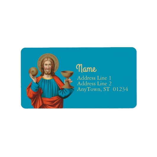 Jezus houdt de Eucharist vast (SNV 050) Etiket (Voorkant)