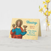 Jezus houdt de Eucharist vast (SNV 050) Kaart (Gele Bloem)