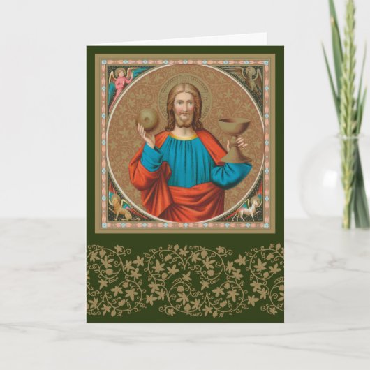 Jezus houdt de Eucharist vast (SNV 050) Kaart (Voorkant)