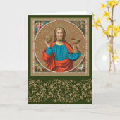 Jezus houdt de Eucharist vast (SNV 050) Kaart (Gele Bloem)