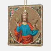 Jezus houdt de Eucharist vast (SNV 050) Keramisch Ornament (Links)