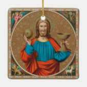 Jezus houdt de Eucharist vast (SNV 050) Keramisch Ornament (Achterkant)