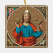 Jezus houdt de Eucharist vast (SNV 050) Keramisch Ornament (Voorkant)