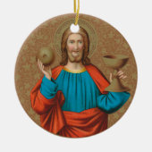 Jezus houdt de Eucharist vast (SNV 050) Keramisch Ornament (Voorkant)