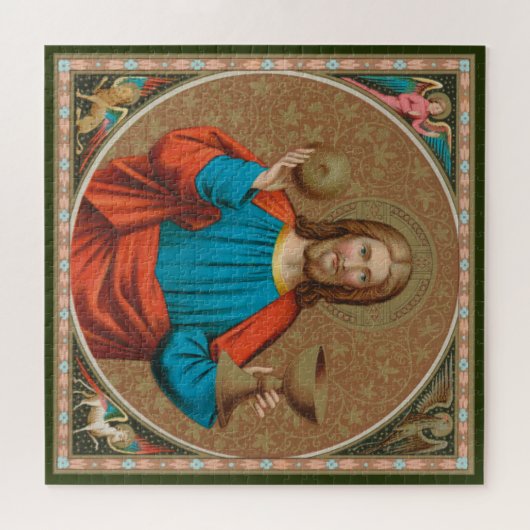 Jezus houdt de Eucharist vast (SNV 050) Legpuzzel (Horizontaal)