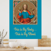 Jezus houdt de Eucharist vast (SNV 050) Poster (Keuken)