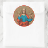 Jezus houdt de Eucharist vast (SNV 050) Ronde Sticker (Tas)
