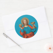 Jezus houdt de Eucharist vast (SNV 050) Ronde Sticker (Envelop)