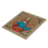 Jezus houdt de Eucharist vast (SNV 050) Tegeltje (Zijkant)