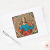 Jezus houdt de Eucharist vast (SNV 050) Vierkante Sticker (Envelop)