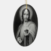 Jezus houdt een heilig hartsornament vast keramisch ornament (Rechts)