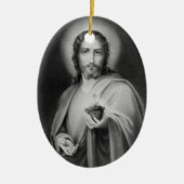 Jezus houdt een heilig hartsornament vast keramisch ornament (Voorkant)