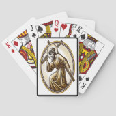 Jezus houdt gouden kruis eerbiedig pokerkaarten (Achterkant)