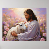 Jezus houdt het verloren schaap - Christelijke Kun Poster (Voorkant)
