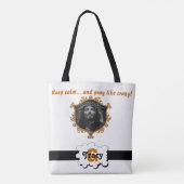 Jezus houdt kalm en bidt als een gekke monogramzak tote bag (Achterkant)