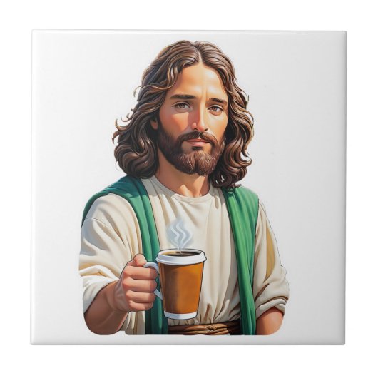 Jezus houdt lang van koffie tegeltje (Voorkant)