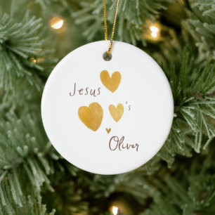 Jezus houdt van aangepaste naam kerstversiering keramisch ornament