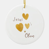 Jezus houdt van aangepaste naam kerstversiering keramisch ornament (Voorkant)