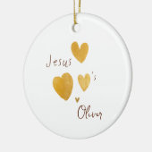 Jezus houdt van aangepaste naam kerstversiering keramisch ornament (Links)