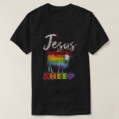 Jezus houdt van al zijn schaap regenboogvlag LGBT T-shirt (Design voorkant)