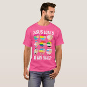 Jezus houdt van al zijn schapen homo lesbische lhb t-shirt (Voorkant volledig)