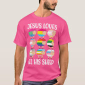 Jezus houdt van al zijn schapen homo lesbische lhb t-shirt (Voorkant)