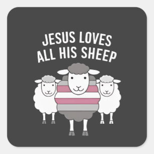 Jezus houdt van al zijn schapen LHBT Pride maand Vierkante Sticker