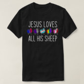 Jezus houdt van al zijn Sheep LGBT Christelijke Je T-shirt (Design voorkant)