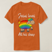 Jezus houdt van al zijn Sheep LGBTQ-vlag T-shirt (Design voorkant)