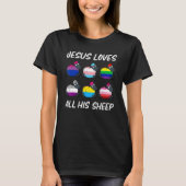 Jezus houdt van al zijn Sheep Pride Lgbt Flag Gay  T-shirt (Voorkant)