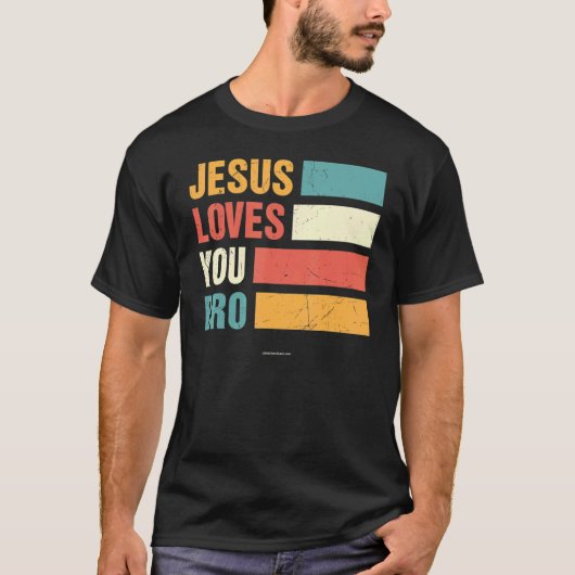 Jezus houdt van Bro Christelijke Bijbel Verse Reli T-shirt (Voorkant)
