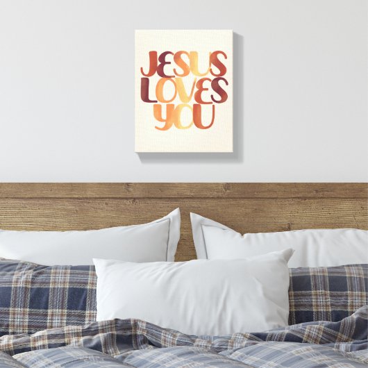 Jezus houdt van Christelijke typografie Canvas Afdruk (Insitu (Slaapkamer))