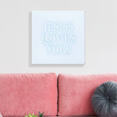Jezus houdt van Christelijke typografie Canvas Afdruk (Insitu (Woonkamer))