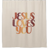 Jezus houdt van Christelijke typografie Douchegordijn (Voorkant)