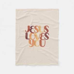 Jezus houdt van Christelijke typografie Fleece Deken