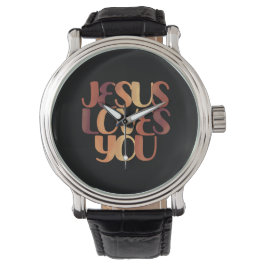 Jezus houdt van Christelijke typografie Horloge