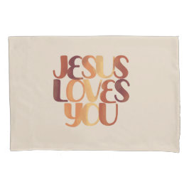 Jezus houdt van Christelijke typografie Kussensloop