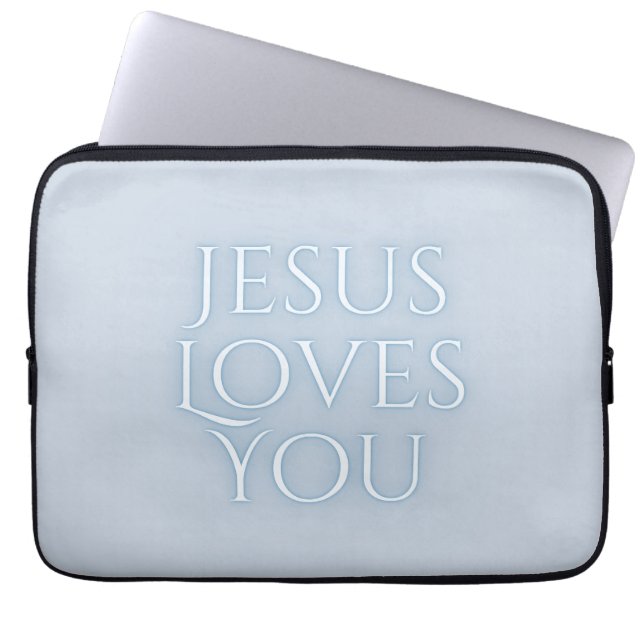 Jezus houdt van Christelijke typografie Laptop Sleeve (Voorkant)