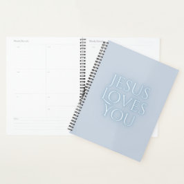 Jezus houdt van Christelijke typografie Planner