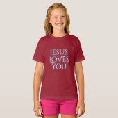 Jezus houdt van Christelijke typografie T-shirt (Voorkant volledig)