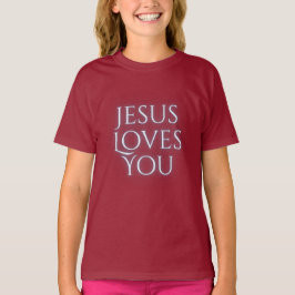 Jezus houdt van Christelijke typografie T-shirt