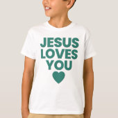 Jezus houdt van de Christelijke Schattigee geloofs T-shirt (Voorkant)