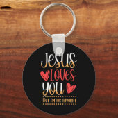 Jezus houdt van de goddelijke kerk katholieke Gift Sleutelhanger (Voorkant)