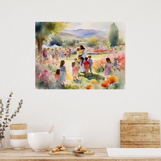 Jezus houdt van de kinderen poster (Keuken)