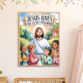 Jezus houdt van de kleine kinderkamer muurkunst poster